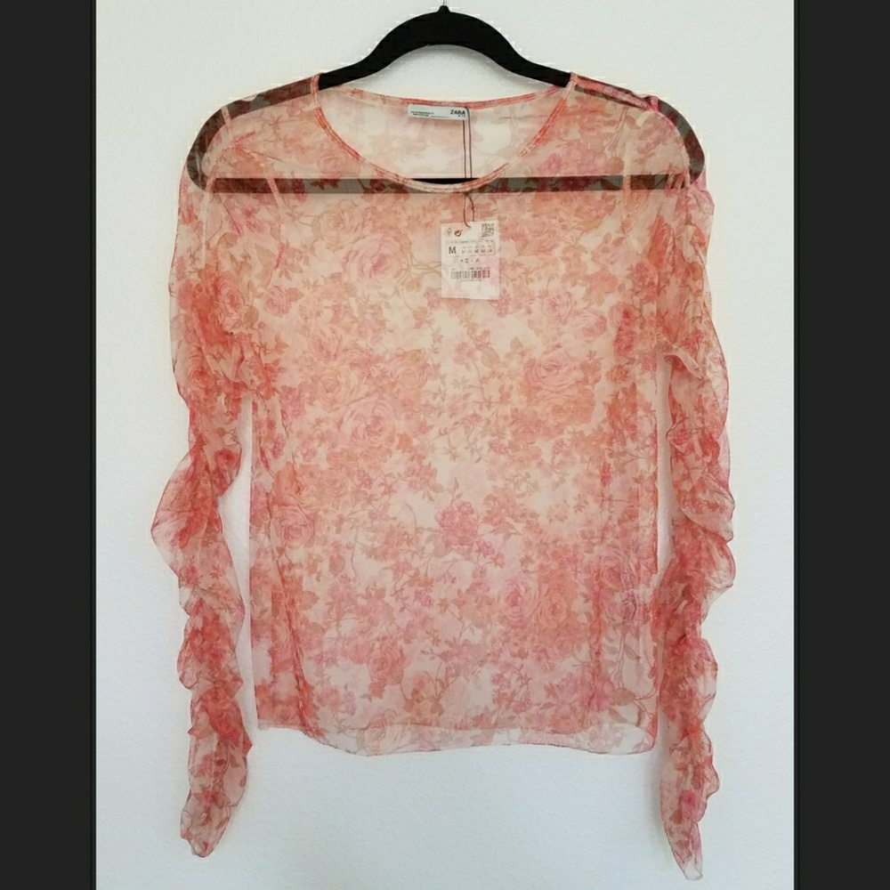 NWT ZARA orange mesh top